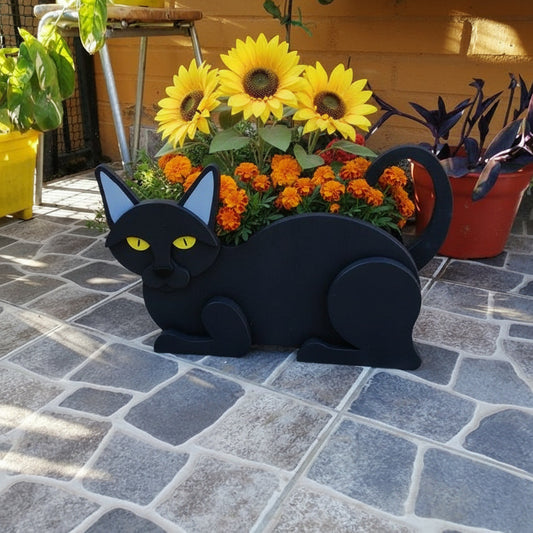 Rootly cat planter lifestyle photo on a desk
