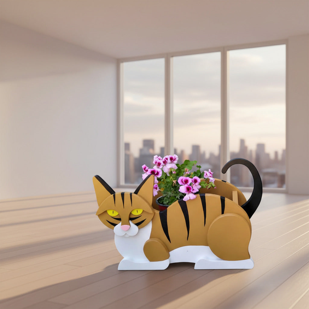 Rootly cat-shaped planter styled with indoor plant